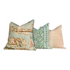 Thibaut Fishing Vilage Pillow in in Aqua Green. Lumbar Asian Pillow in Aqua, Chinoiserie Pillow Cover, Spa Beige Decorative Pillow