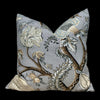 Scalamandre Pondicherry Floral Linen Pillow in Mineral. Lumbar Floral Pillow in Mineral.