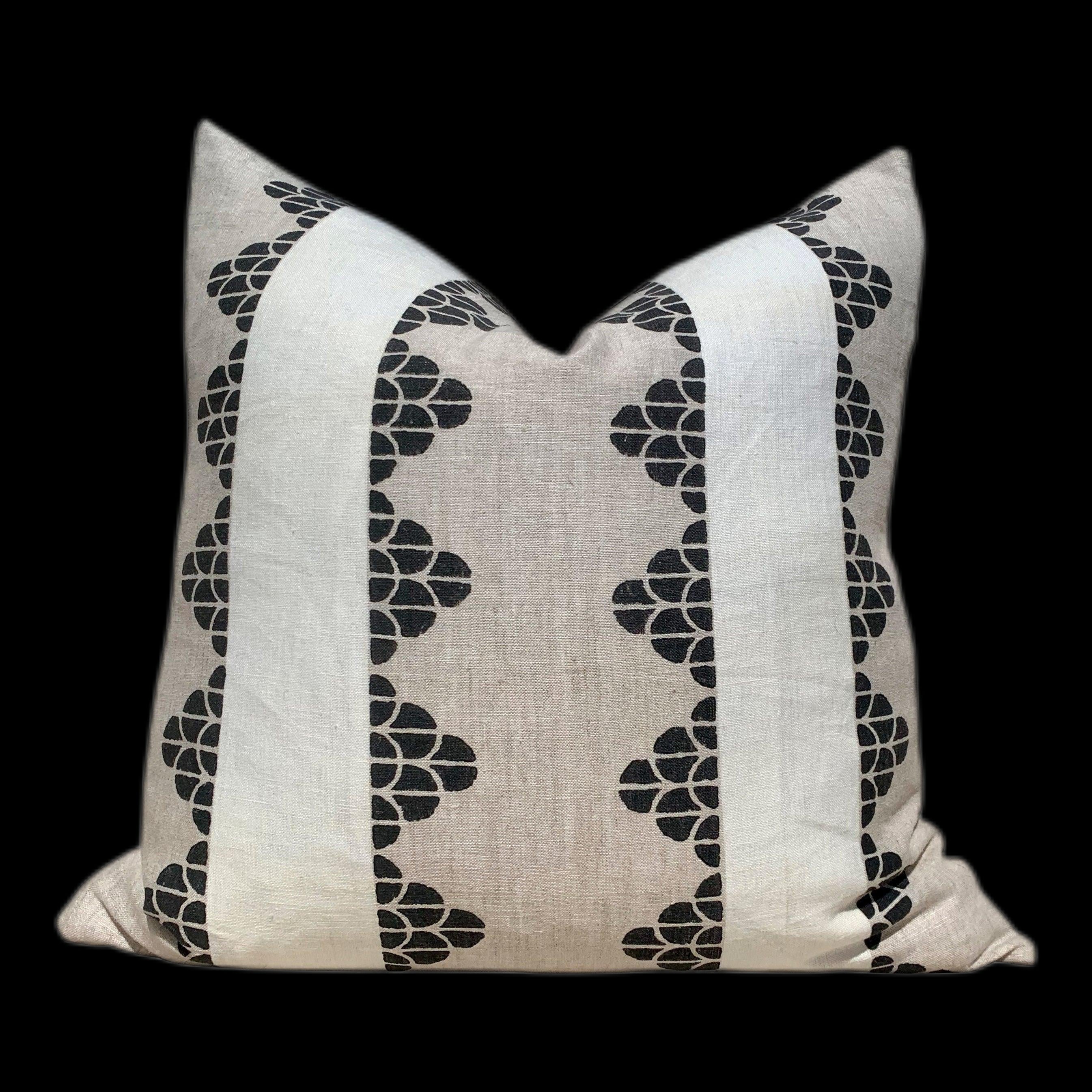 Thibaut Dhara Stripe Pillow in Charcoal, Flax. Lumbar Striped Accent Pillow Cover, Designer Pillow Sham, High End Pillow, Decorative Pillow