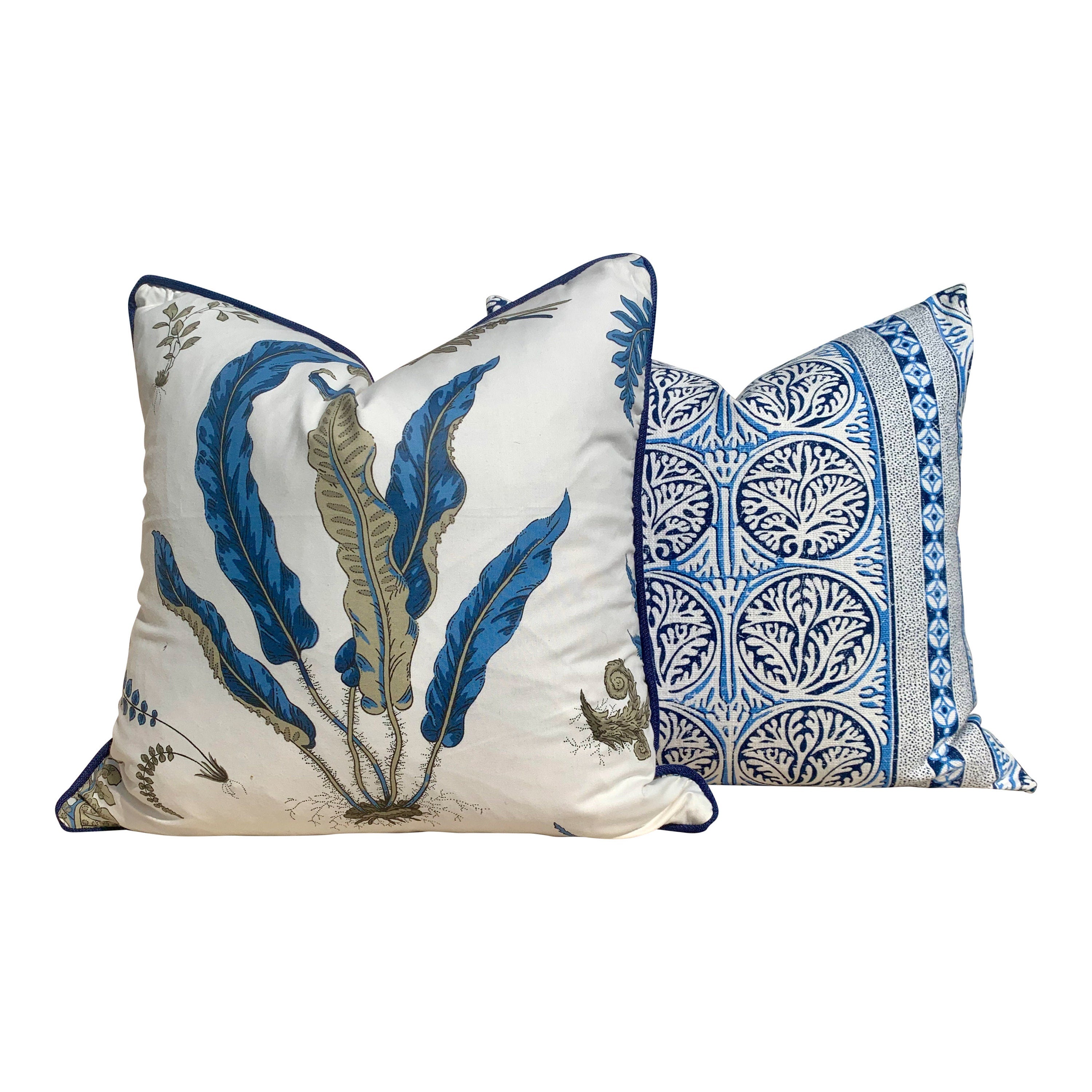 Thibaut Fair Isle Pillow in Blue and white.  Decorative Lumbar Striped  Pillow Blue Lumbar pillow designer pillow cover accent pillow