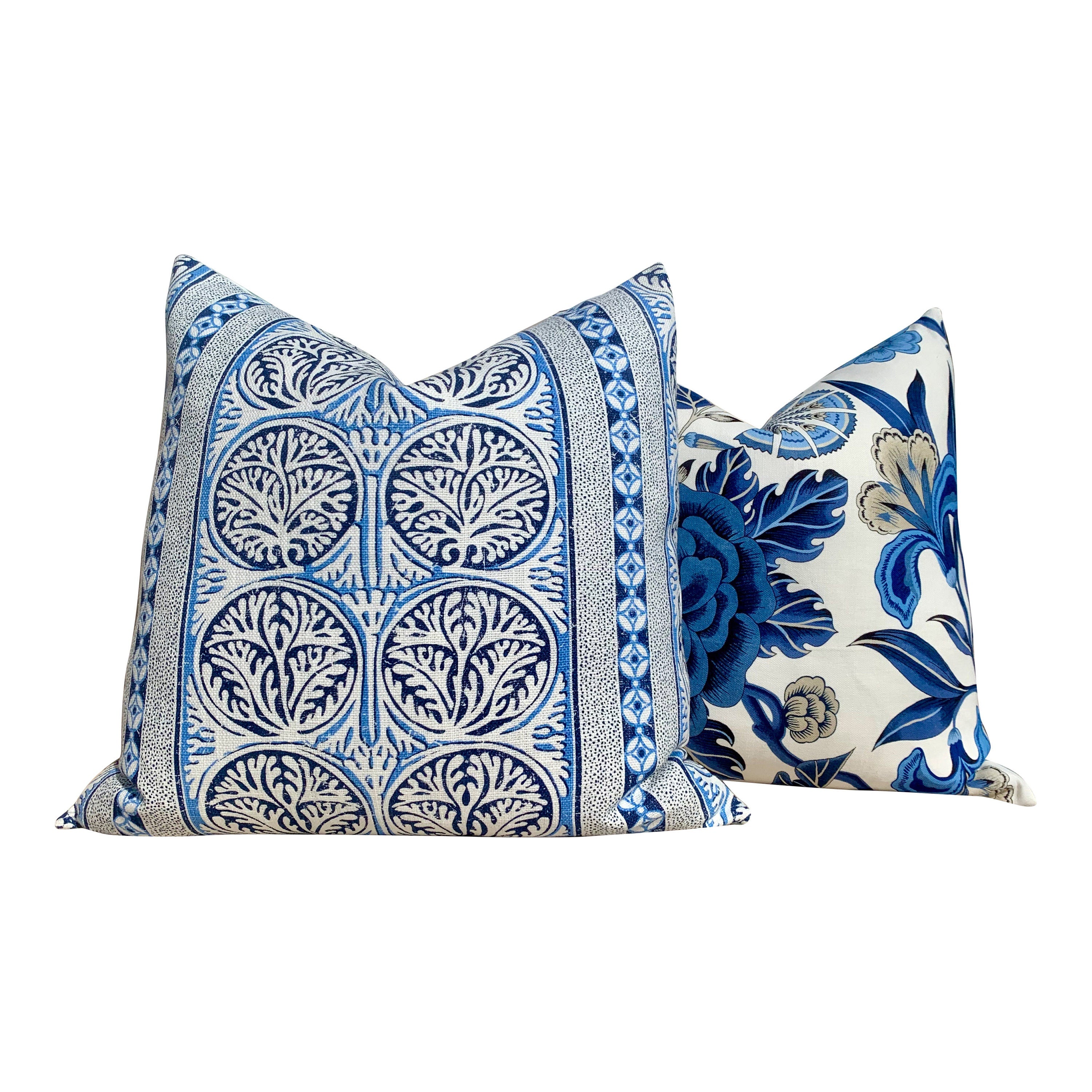 Thibaut Fair Isle Pillow in Blue and white.  Decorative Lumbar Striped  Pillow Blue Lumbar pillow designer pillow cover accent pillow