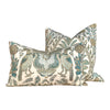 Load image into Gallery viewer, Thibaut Palampore Pillow in Spa and Tan. Lumbar Decorative Bird Pillow.