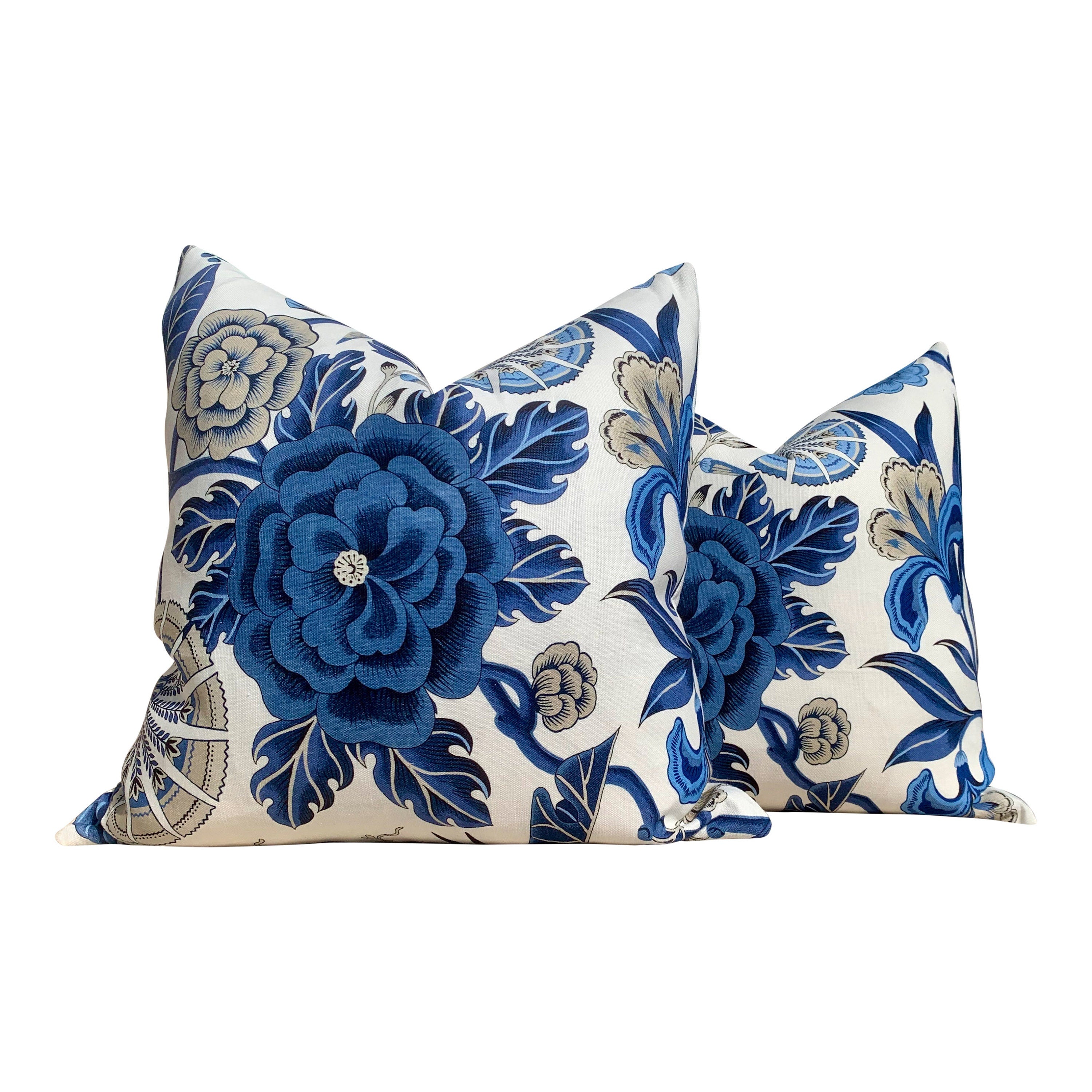 Thibaut Cleo Floral Pillow, Blue, White. Decorative Lumbar Pillow. Accent Pillow. Designer pillows, decorative pillow, high end pillow