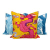 Load image into Gallery viewer, Schumacher Magical Ming Dragon Pillow in Hot Pink and Yellow. Accent Chinoiserie Pillow.