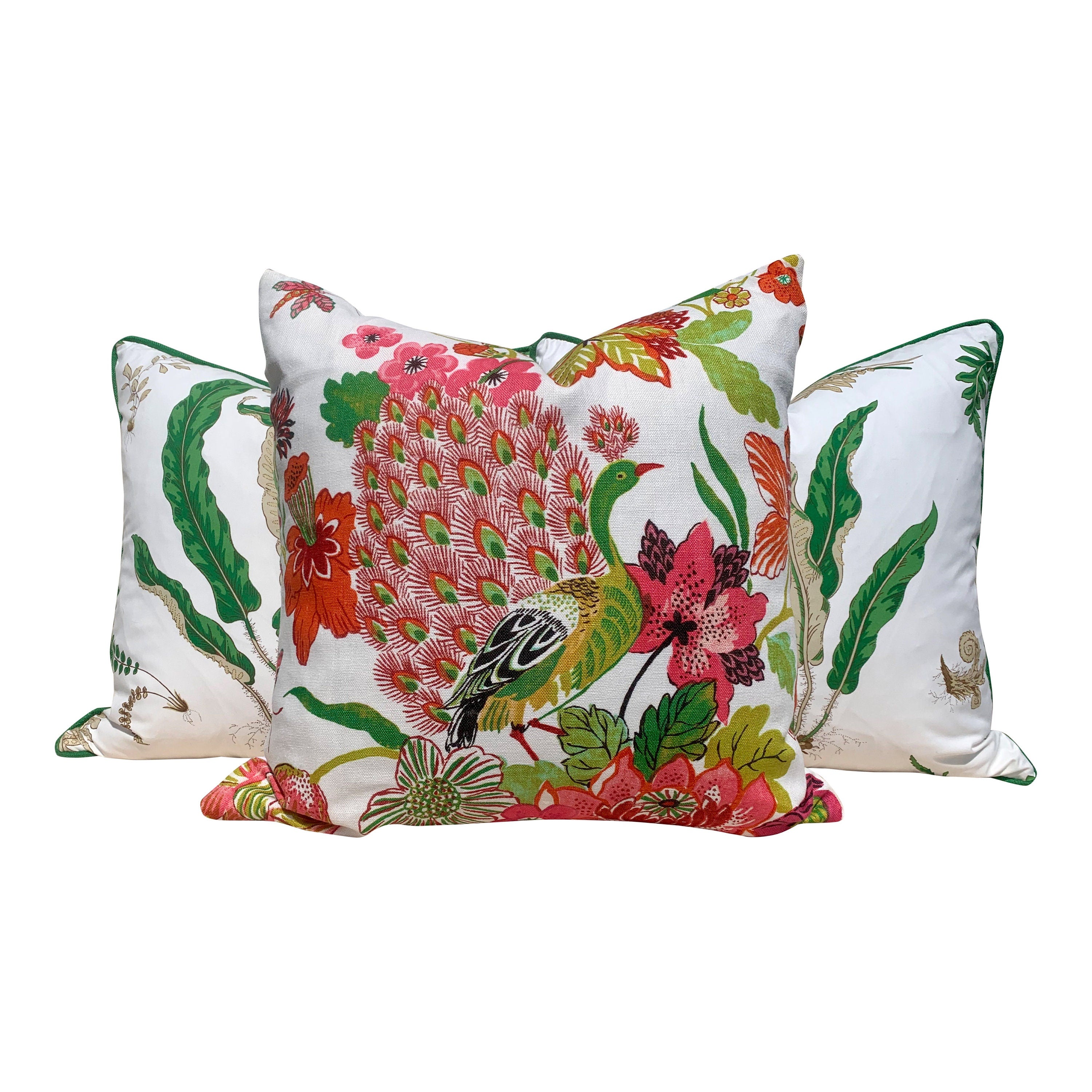 Schumacher Lansdale Bouquet Pillow Pink, Red Green. Lumbar Decorative Pillow, Designer pillows, accent cushion cover, high end pillow cover