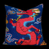 Schumacher Magical Ming Dragon Pillow, Red, Blue. Decorative pillow.Designer pillows, accent cushion cover, high end pillow