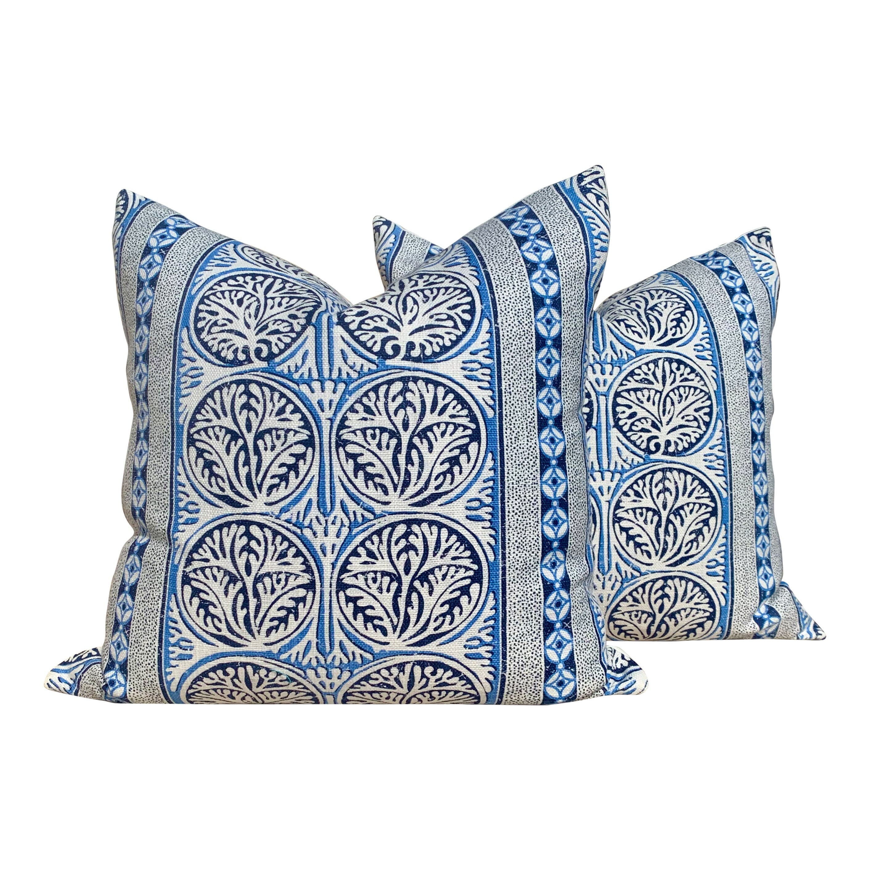 Thibaut Fair Isle Pillow in Blue and white.  Decorative Lumbar Striped  Pillow Blue Lumbar pillow designer pillow cover accent pillow
