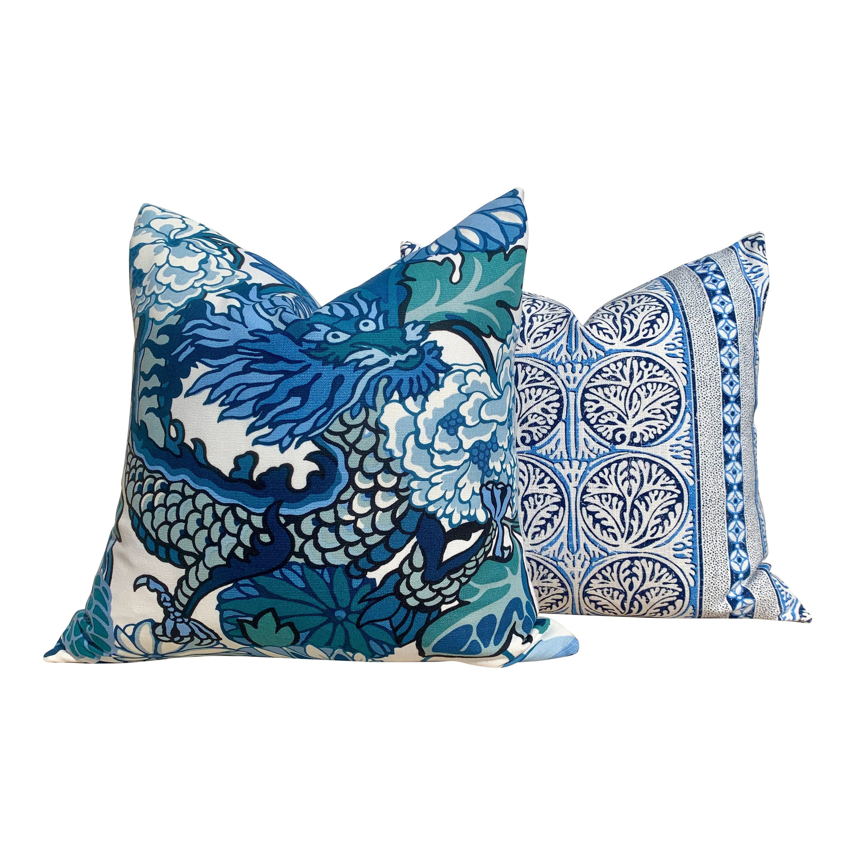 Thibaut Fair Isle Pillow in Blue and white.  Decorative Lumbar Striped  Pillow Blue Lumbar pillow designer pillow cover accent pillow