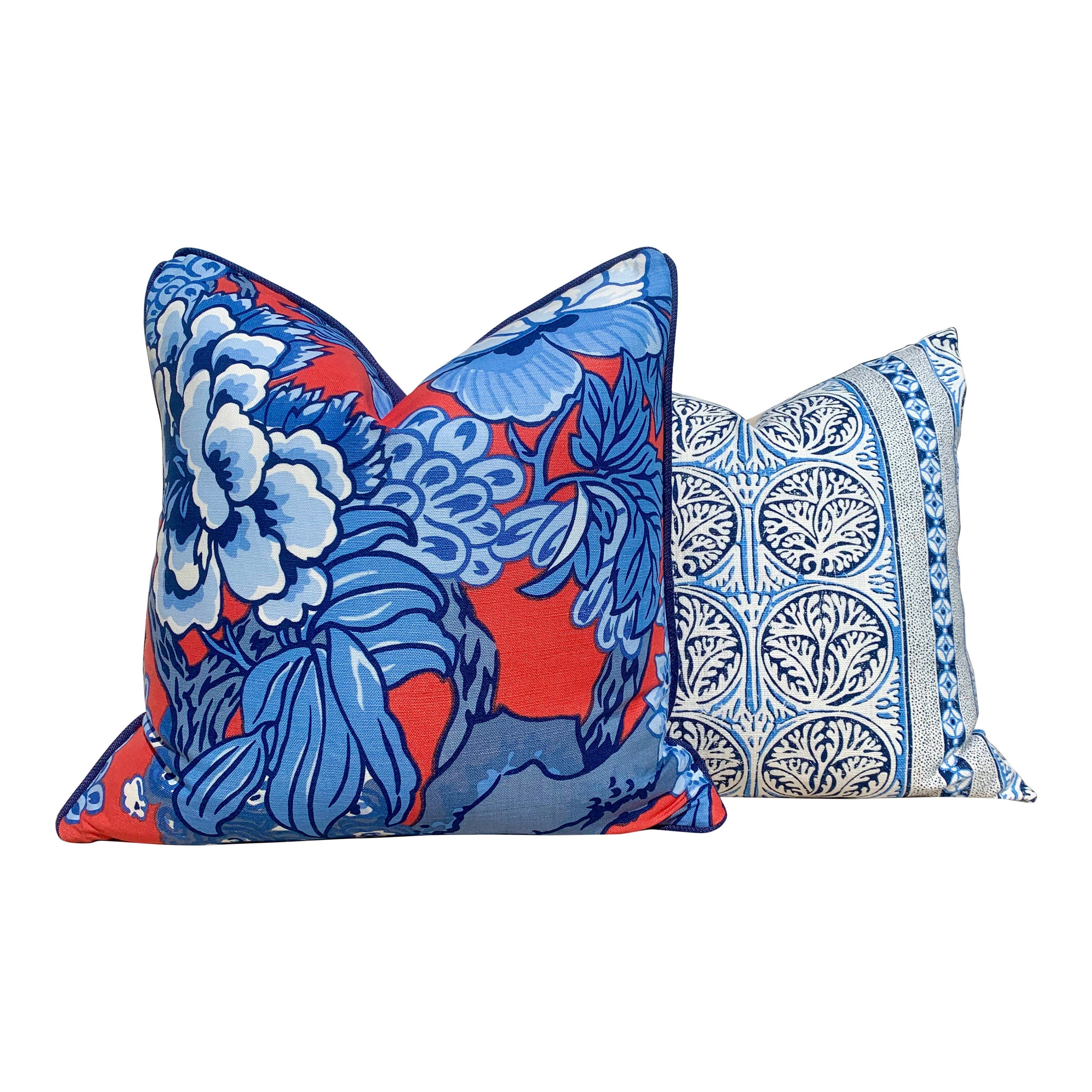 Thibaut Fair Isle Pillow in Blue and white.  Decorative Lumbar Striped  Pillow Blue Lumbar pillow designer pillow cover accent pillow