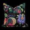 Schumacher Magical Garden Pillow in Purple and Black. Accent Lumbar Pillow in Black and Lilac.