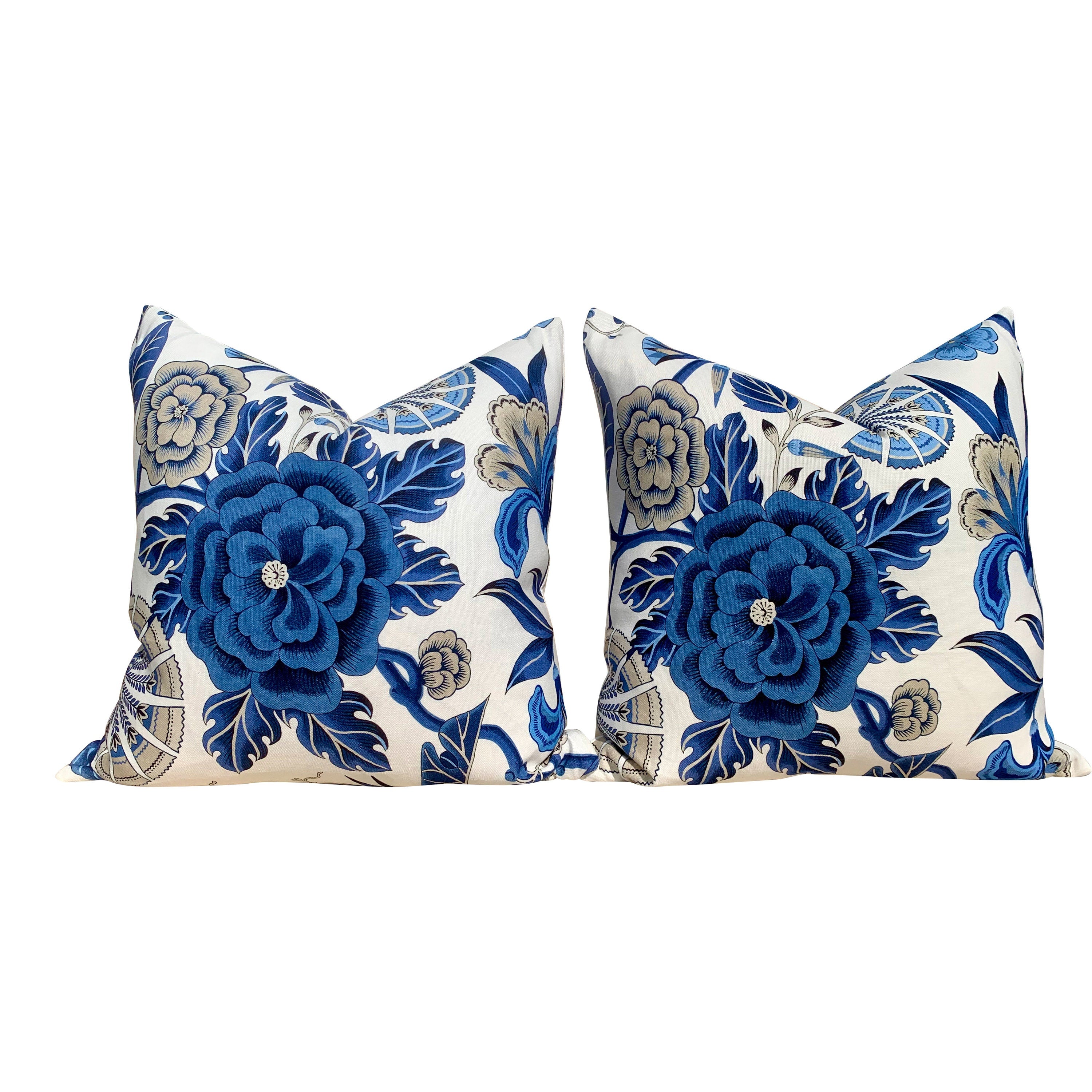 Thibaut Cleo Floral Pillow, Blue, White. Decorative Lumbar Pillow. Accent Pillow. Designer pillows, decorative pillow, high end pillow