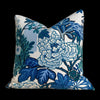 Load image into Gallery viewer, Schumacher Chang Mai Dragon Pillow, Blue. Decorative Floral Asian Lumbar Linen Pillow,China Blue. Designer pillows, accent cushion cover
