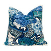Load image into Gallery viewer, Schumacher Chang Mai Dragon Pillow, Blue. Decorative Floral Asian Lumbar Linen Pillow,China Blue. Designer pillows, accent cushion cover