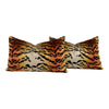Load image into Gallery viewer, Luxury Tiger Silk Velvet Pillow in Gold. Lumbar Tiger Velvet Pillow Cover.