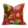 Schumacher Magical Garden Pillow in Red. Accent Lumbar Pillow in Lacquer