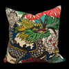 Schumacher Chang Mai Dragon Linen Pillow. Chinoiserie  Accent Lumbar Pillow Red and Green.