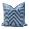 Chevron Velvet Pillow in Blue. Designer Zig Zag Velvet Pillow, Blue Chevron Pillow,  Long Lumbar Pillow, Euro Sham Cushion, Geometric Throw