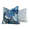 Load image into Gallery viewer, Indoor/Outdoor Schumacher Iconic Leopard Pillow Sky Blue. Outdoor Dust Blue  Pillow. Decorative pillow, designer cover, performance pillow