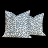 Load image into Gallery viewer, Indoor/Outdoor Schumacher Iconic Leopard Pillow Sky Blue. Outdoor Dust Blue  Pillow. Decorative pillow, designer cover, performance pillow
