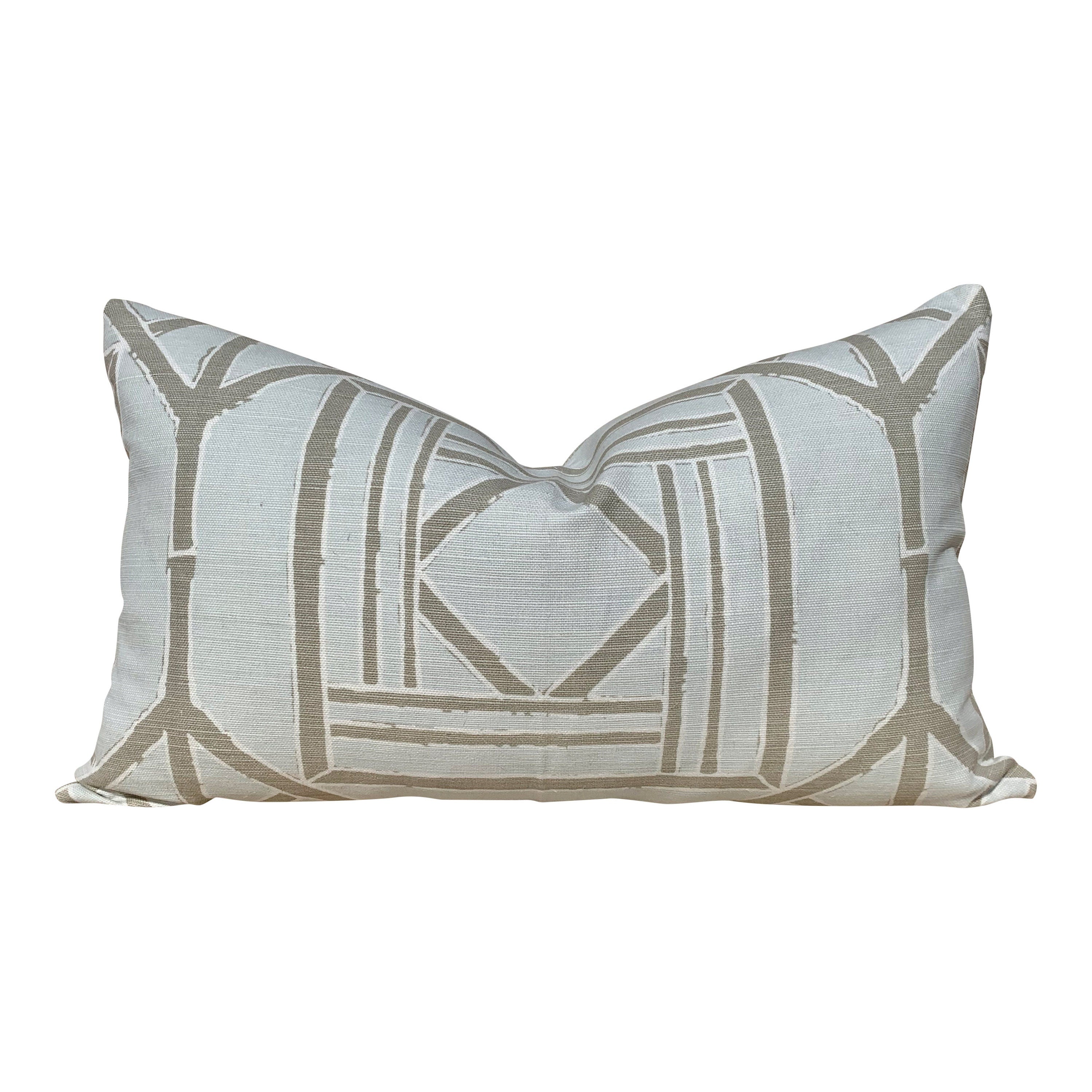 Thibaut Shoji Panel Pillow Spa Blue. Chinoiserie Pillow Bamboo Pillow Lumbar Spa Blue Pillow Euro Sham Designer Pillows Accent Cushion Cover