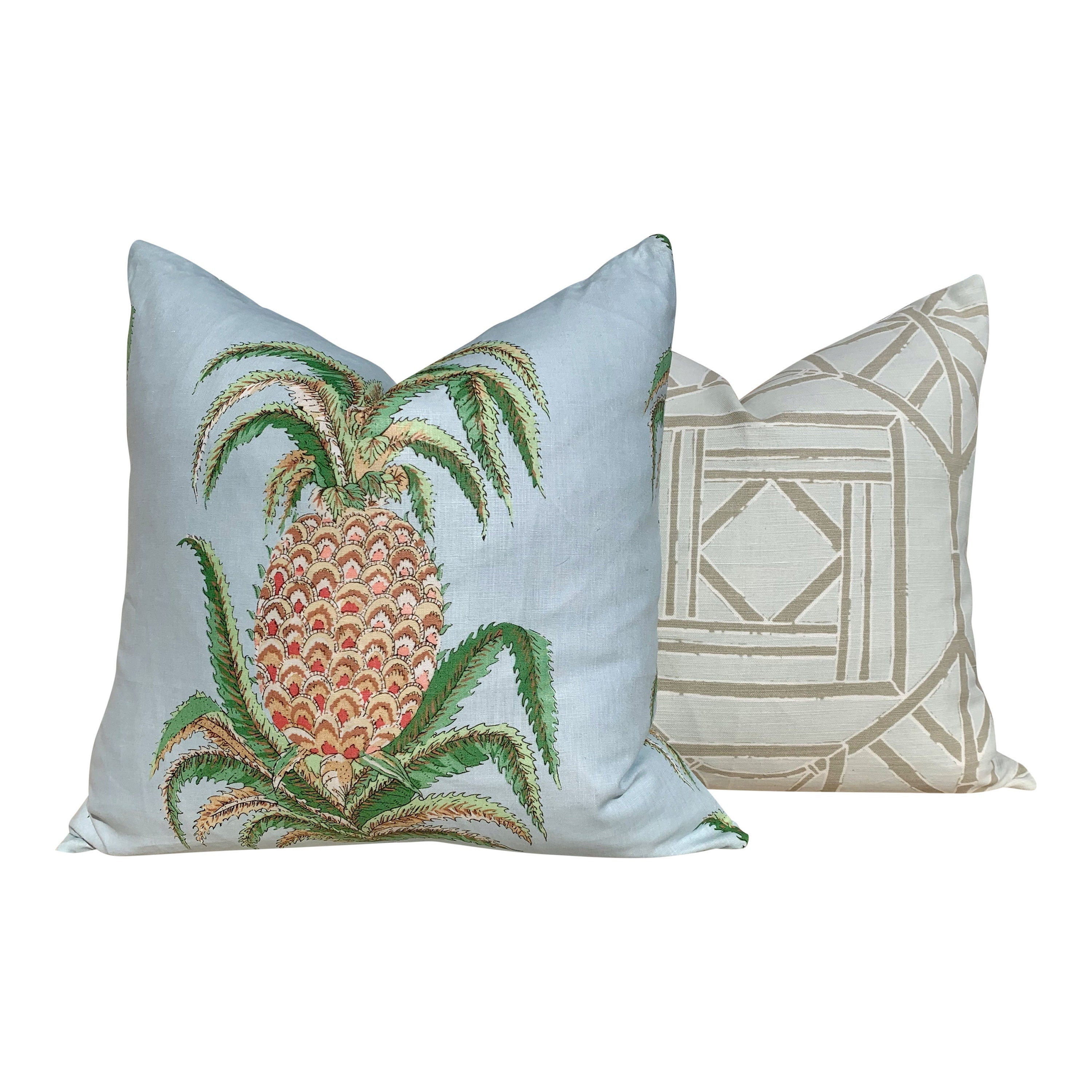 Thibaut Shoji Panel Pillow Spa Blue. Chinoiserie Pillow Bamboo Pillow Lumbar Spa Blue Pillow Euro Sham Designer Pillows Accent Cushion Cover