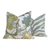 Thibaut Kalamkari Pillow in Green, Gray. Lumbar Pillow. Designer pillows, accent cushion cover, decorative pillow, high end pillow