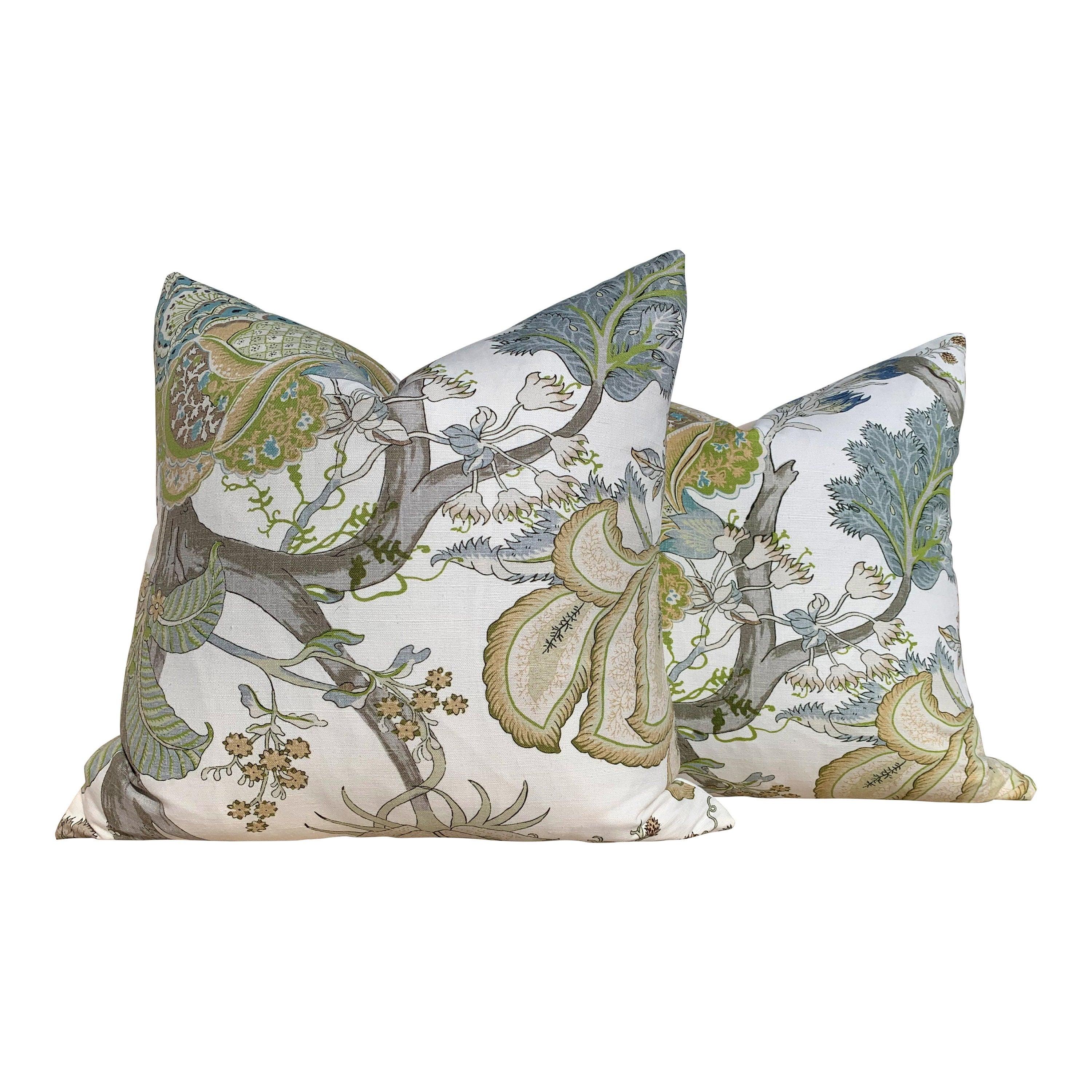 Thibaut Kalamkari Pillow in Green, Gray. Lumbar Pillow. Designer pillows, accent cushion cover, decorative pillow, high end pillow