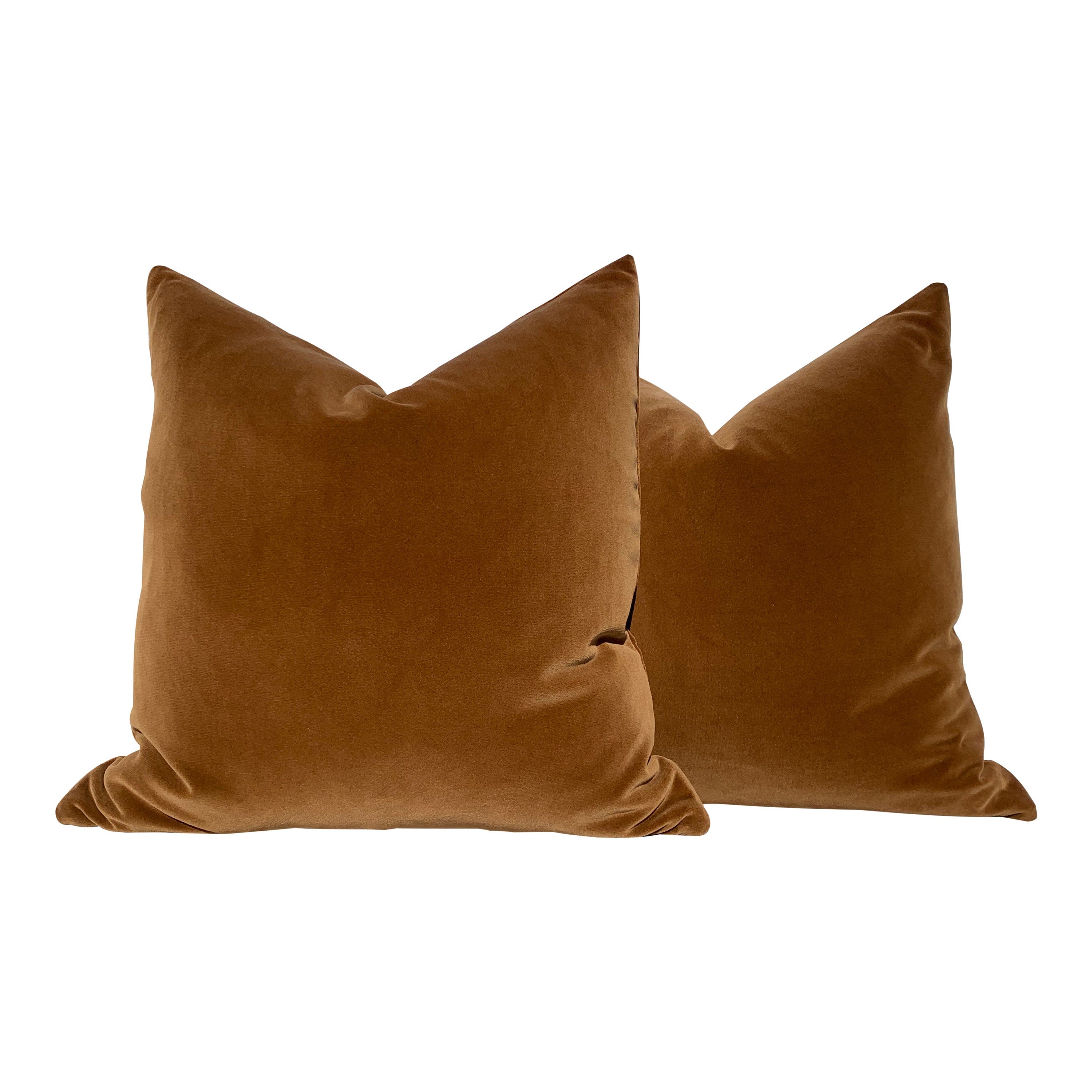 Velvet Pillow in Cognac. Lumbar Plush Velvet Pillow. Designer Velvet Pillow Cover, Accent Pillow Cushion, Decorative Pillow Throw
