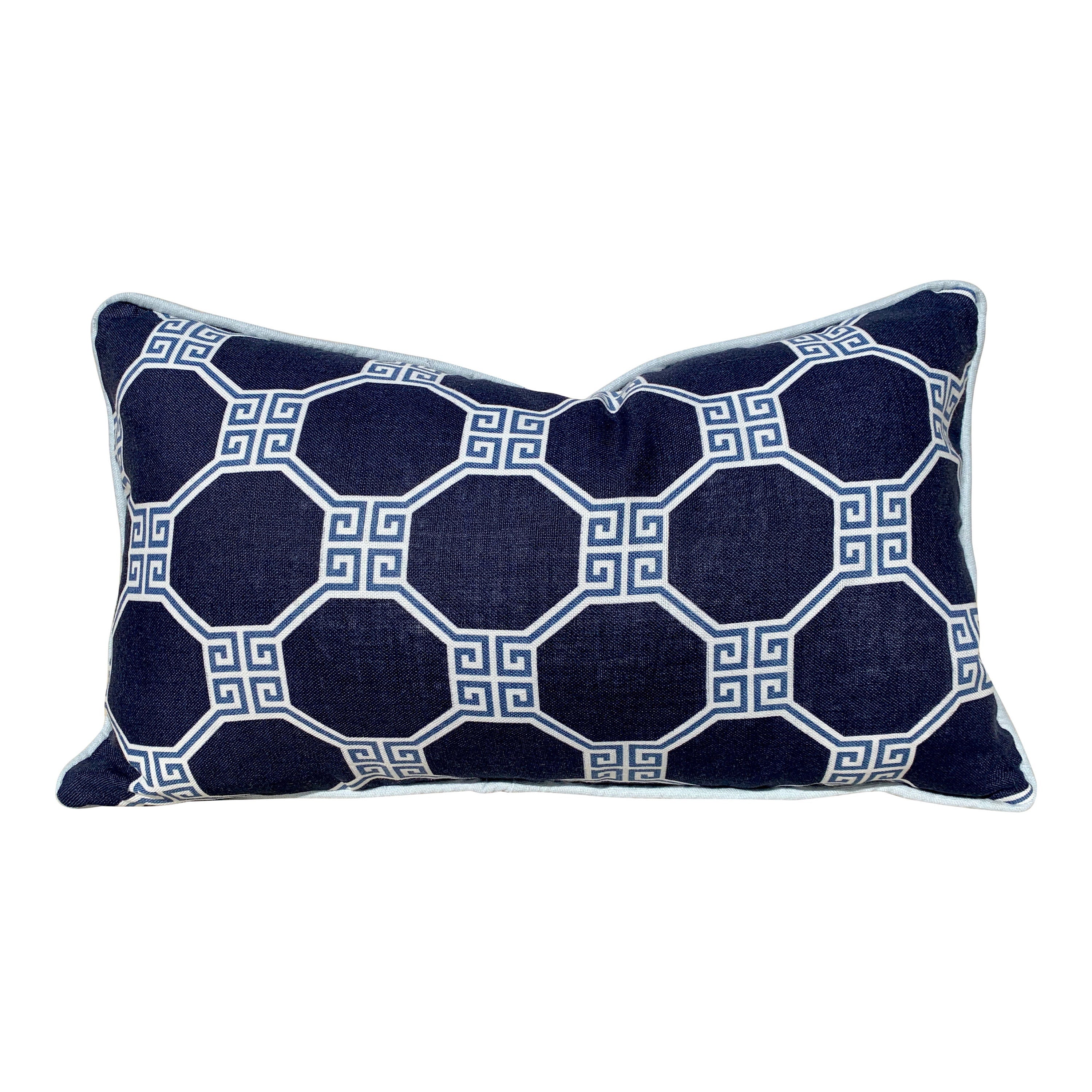 Schumacher Octavia Pillow Navy Blue. Greek Key Lumbar Pillow, Lumbar Navy  Pillow, Accent Cushion, Decorative Pillow Cover