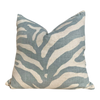 Load image into Gallery viewer, Animal Skin Pillow in Spa Blue. Zebra Lumbar Cushion Cover, Accent Pillow, Striped Lumbar pillow, Euro Sham 26x26