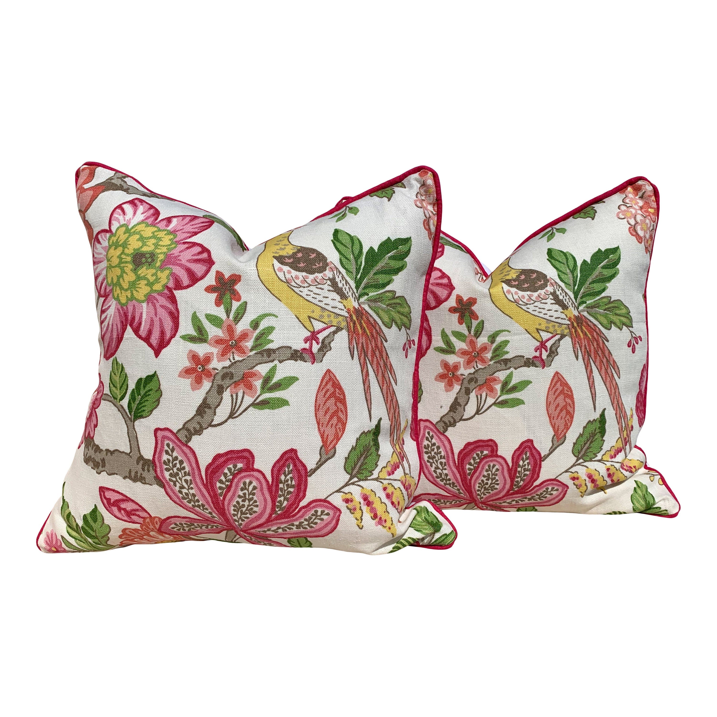 Schumacher Huntington Garden Pillow, Pink. Decorative lumbar Pillow Fuchsia. Accent Pillow. Decorative Cushion Cover, Lumbar  Throw pillow.