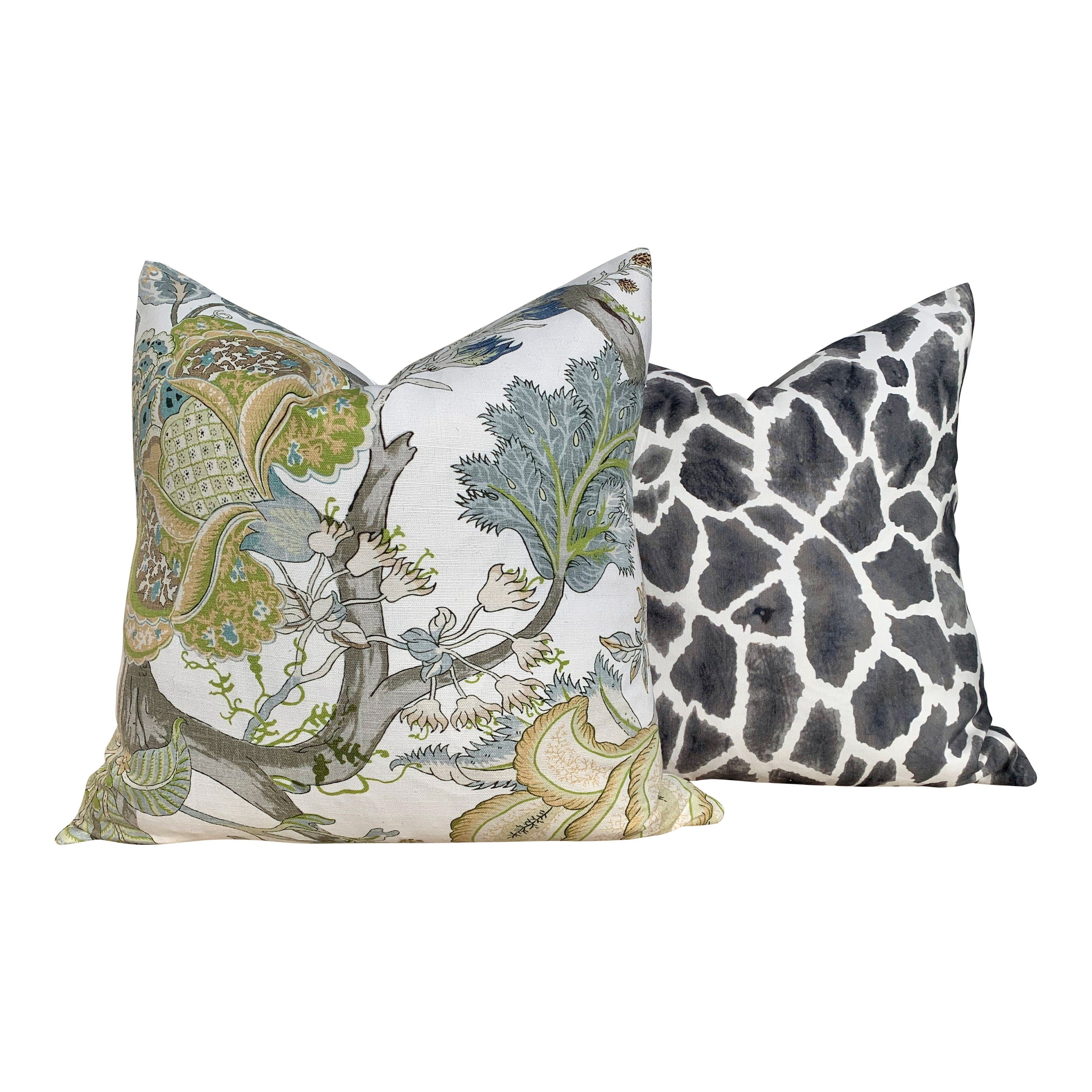 Thibaut Kalamkari Pillow in Green, Gray. Lumbar Pillow. Designer pillows, accent cushion cover, decorative pillow, high end pillow