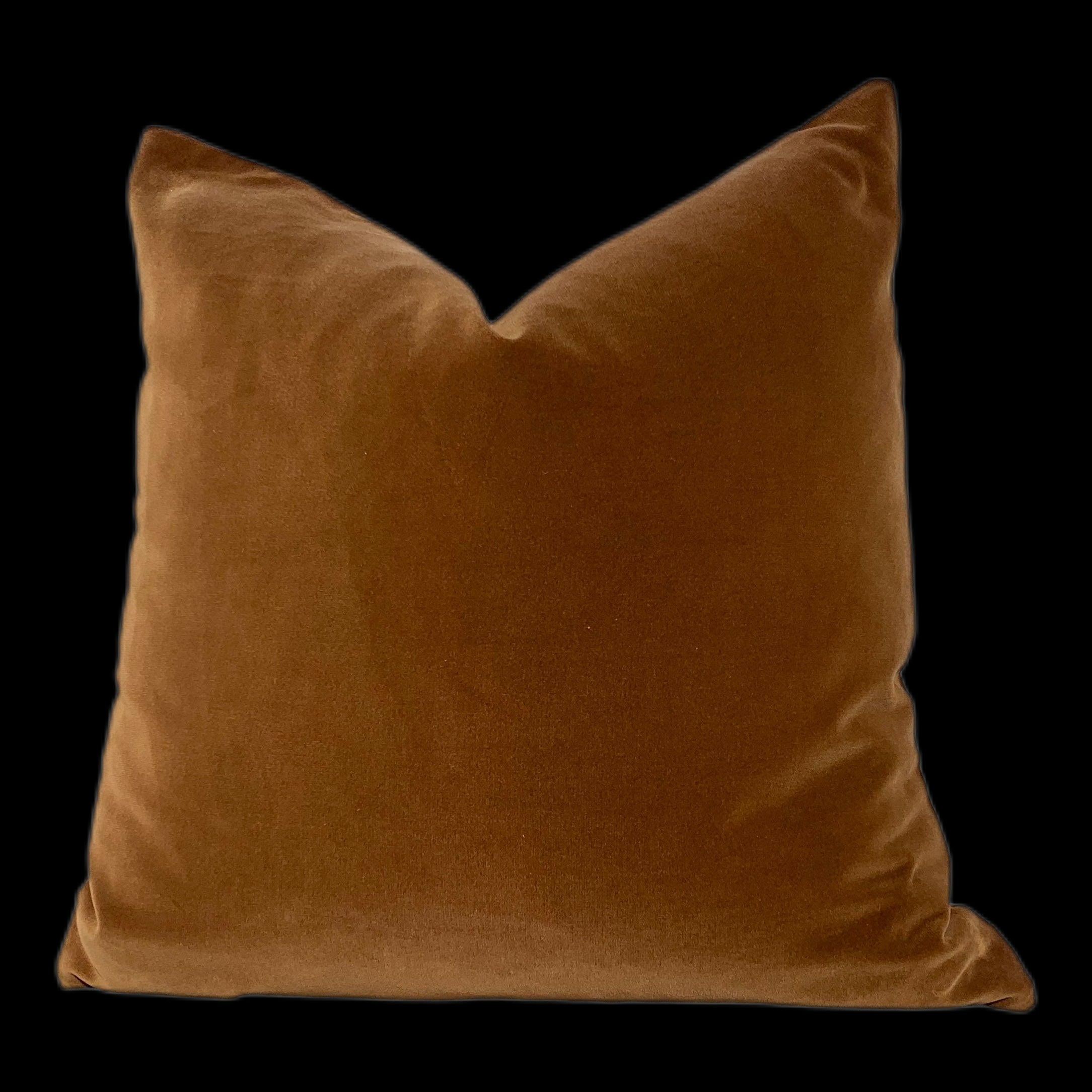 Velvet Pillow in Cognac. Lumbar Plush Velvet Pillow. Designer Velvet Pillow Cover, Accent Pillow Cushion, Decorative Pillow Throw