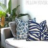 Load image into Gallery viewer, Thibaut Serengeti Decorative Pillow in Navy. Zebra Lumbar Cushion Cover in Blue. Accent Pillow. Decorative Cushion Cover, Lumbar pillow