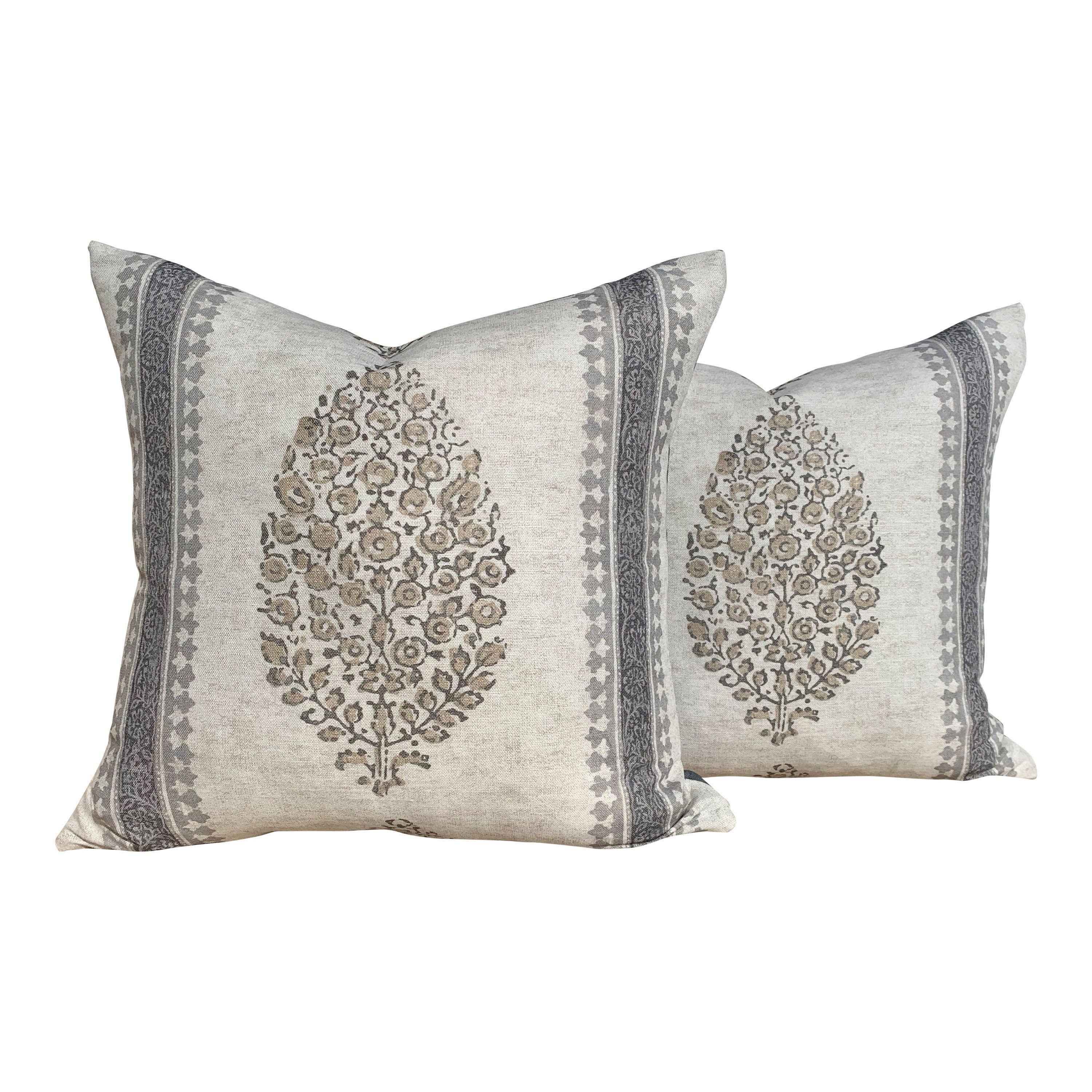 Thibaut Chappana Medallion Pillow in Gray. Designer pillows, accent cushion cover, decorative pillow, high end pillow.