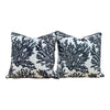 Thibaut Marine Coral Pillow in Charcoal. Lumbar Coastal Pillow. Designer Black and White Cushion Cover, Lumbar Pillow Throw with Pipping