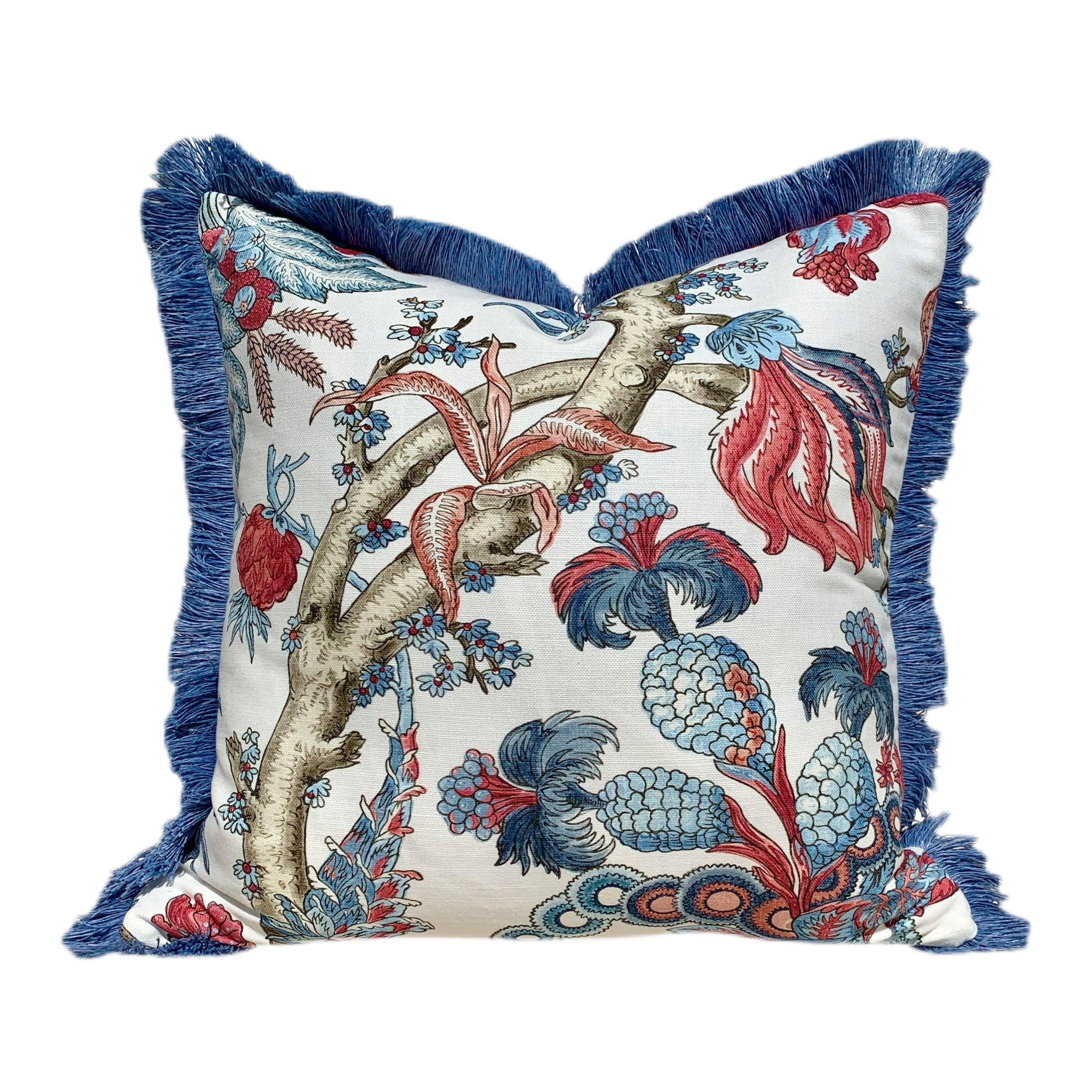 Chatelain Pillow Cover in Blue and Red.