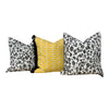 Schumacher Leaping Leopards Pillow in Yellow with Black Tassels. Designer pillows, accent cushion cover, decorative pillow, high end pillow