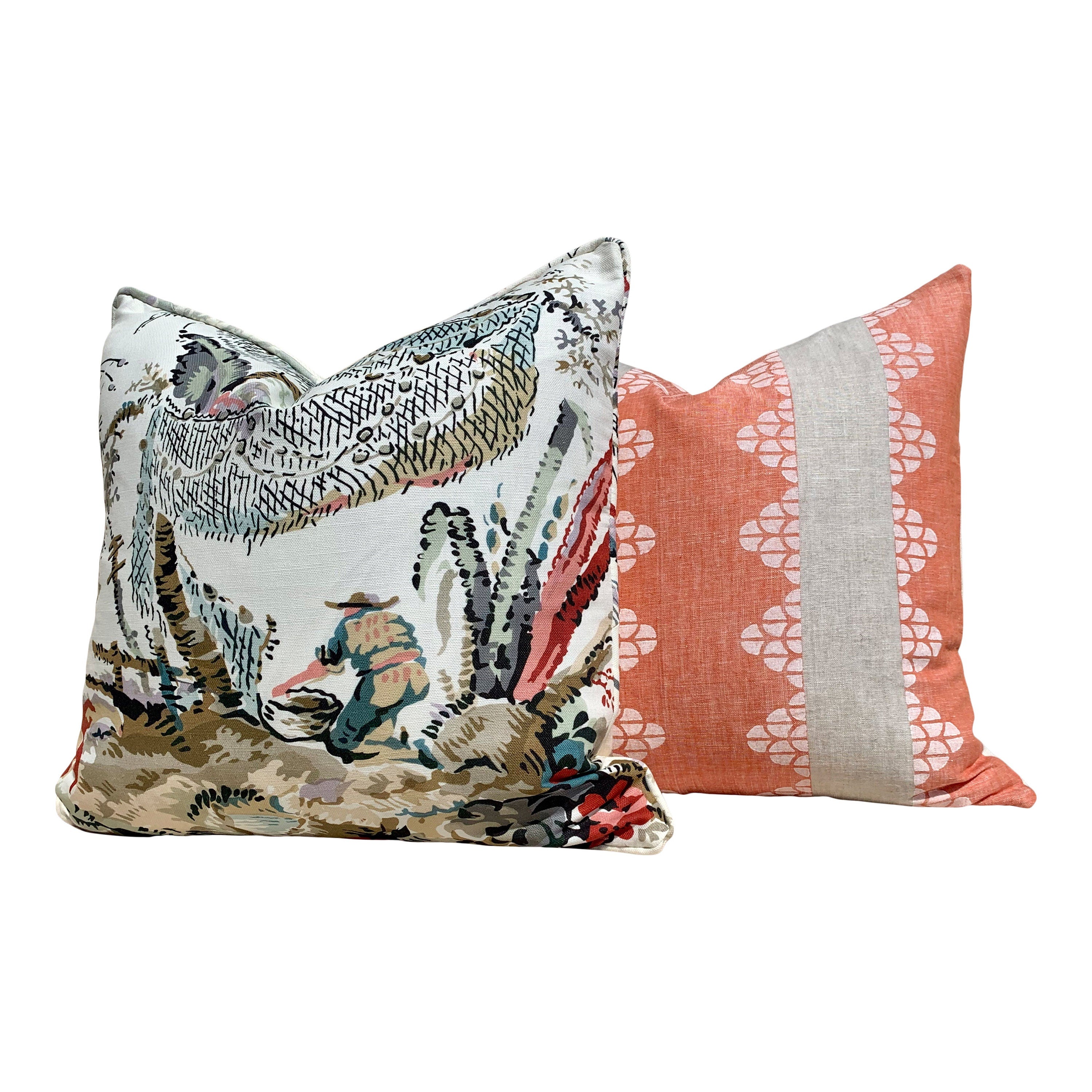 Thibaut Dhara Stripe Pillow in Coral. Lumbar Striped Accent Pillow Cover, Decorative Pillow Sham, Designer Pillows, Accent Pillow Throw
