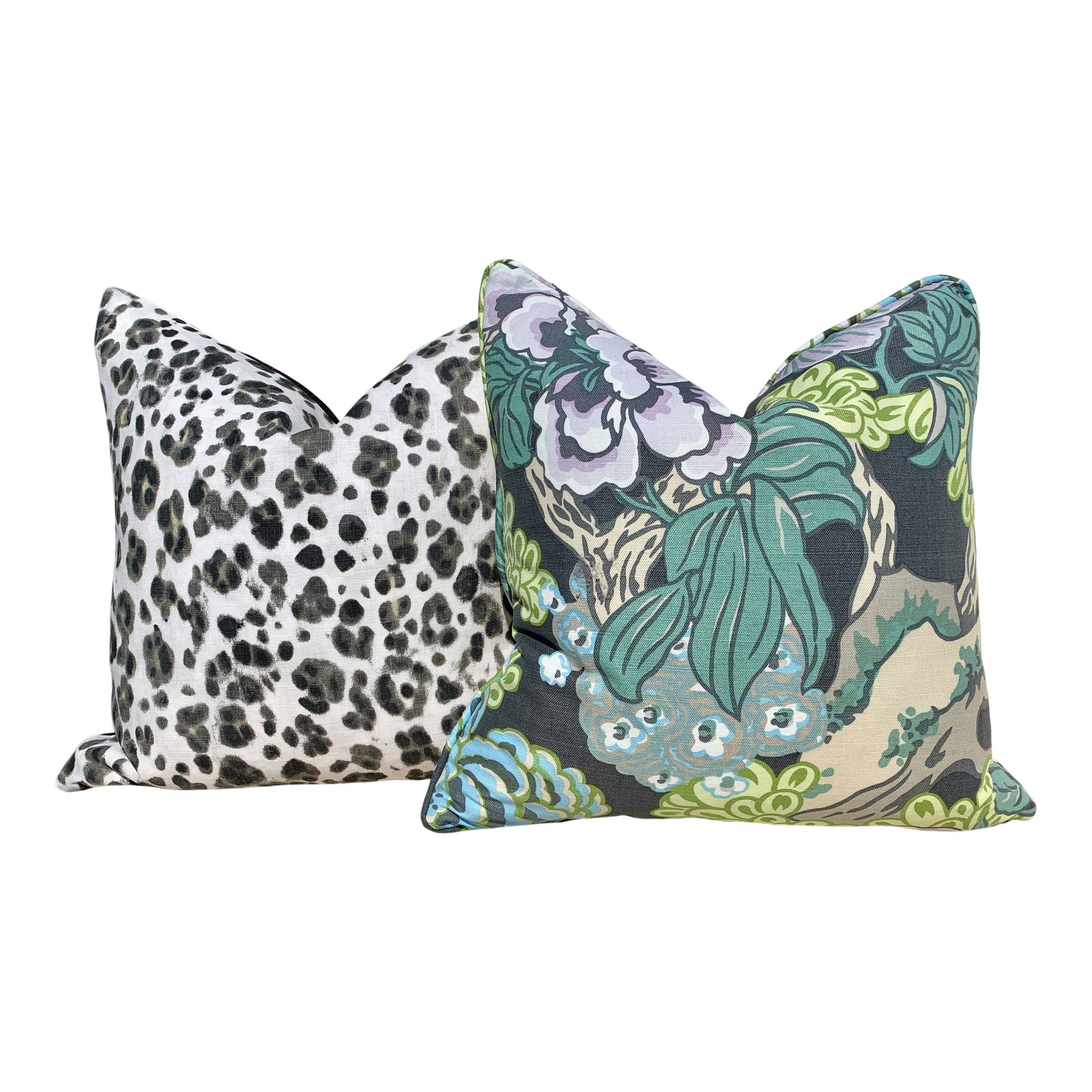 Thibaut Honshu Pillow in Gray and Lilac. Chinoiserie Floral Pillow. Lumbar Pillow. Designer pillow, accent pillow cover, high end cushion