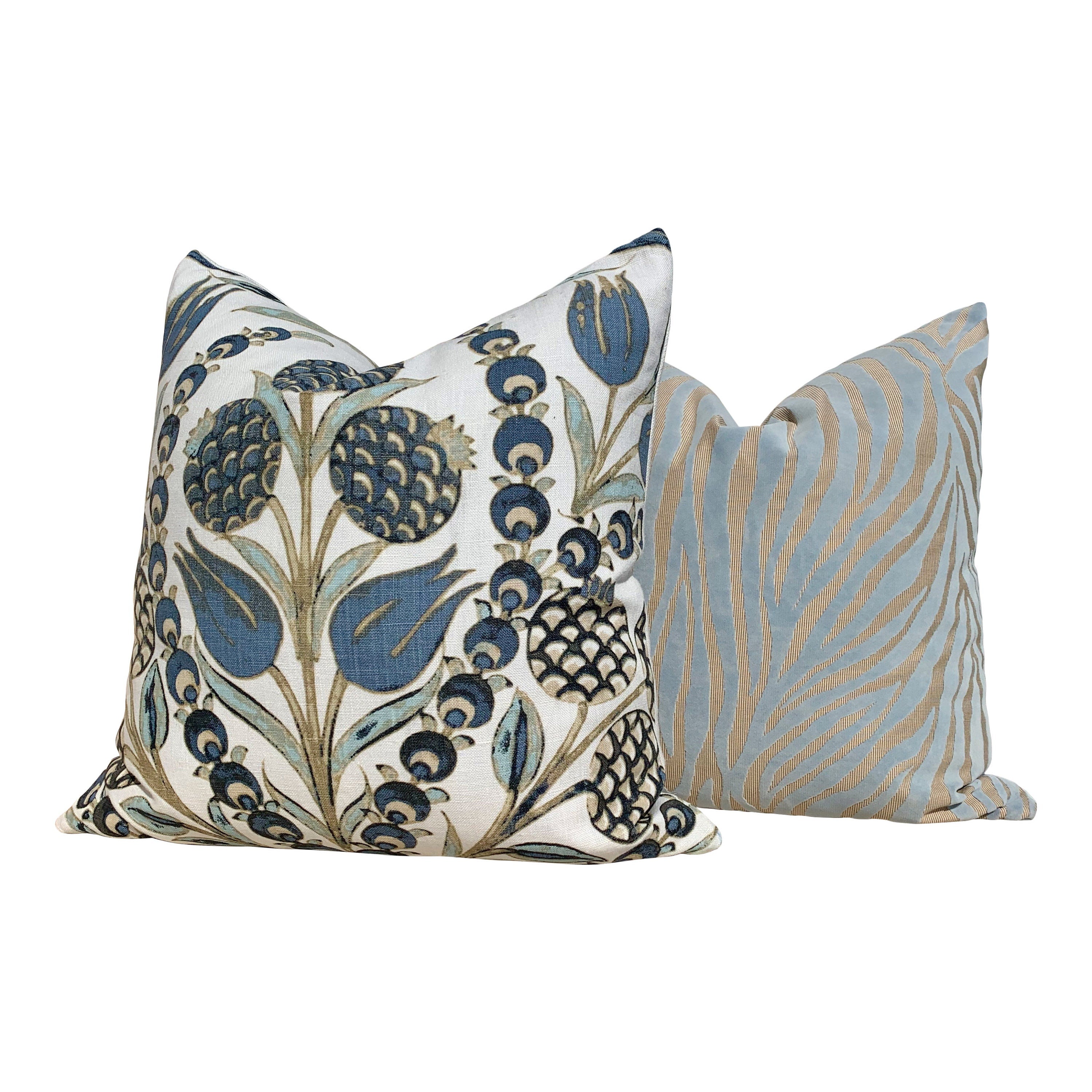 Thibaut Corneila Pillow Aqua. Euro Sham 26x26 //  Aqua Blue Pillow //  Floral Lumbar Pillow