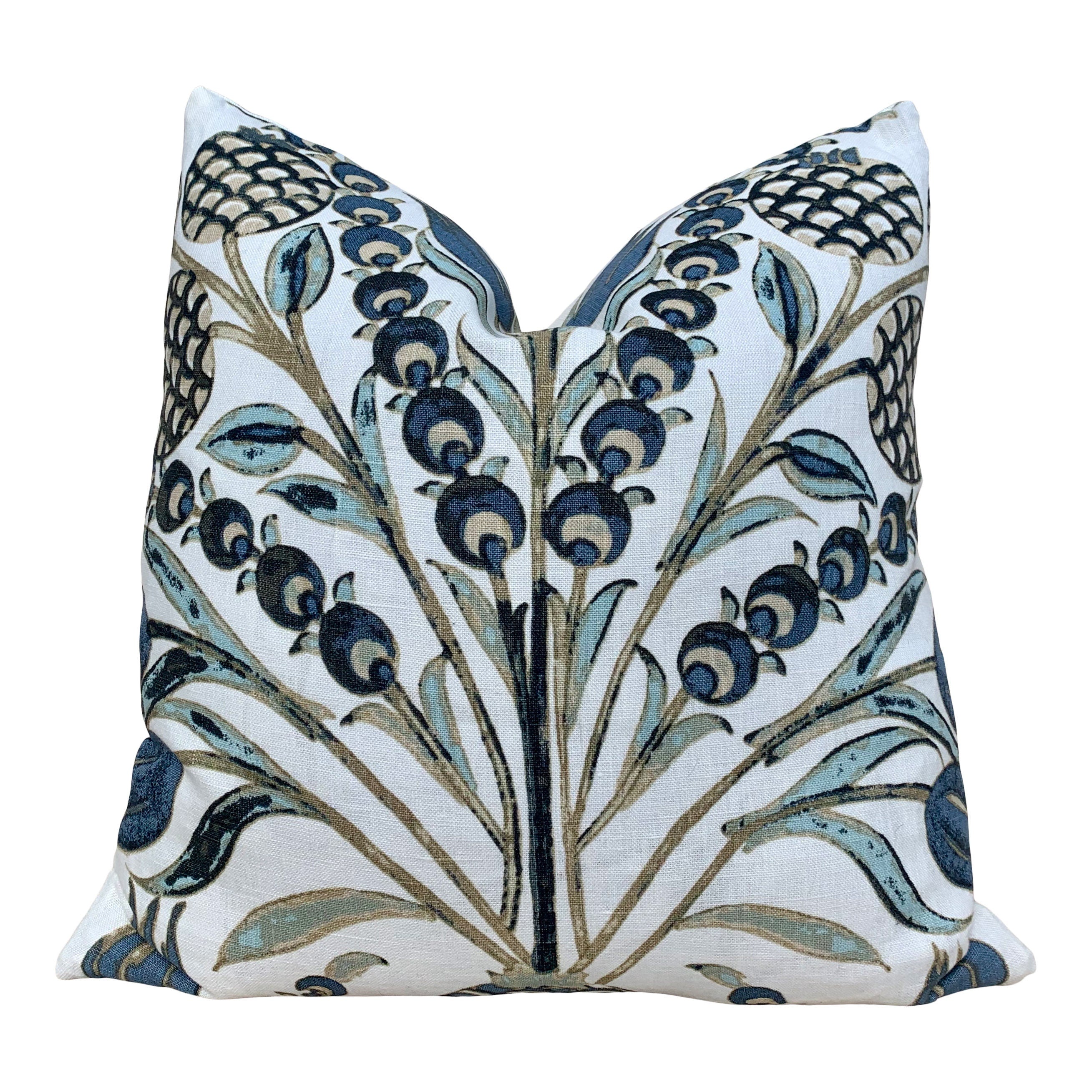 Thibaut Corneila Pillow Aqua. Euro Sham 26x26 //  Aqua Blue Pillow //  Floral Lumbar Pillow