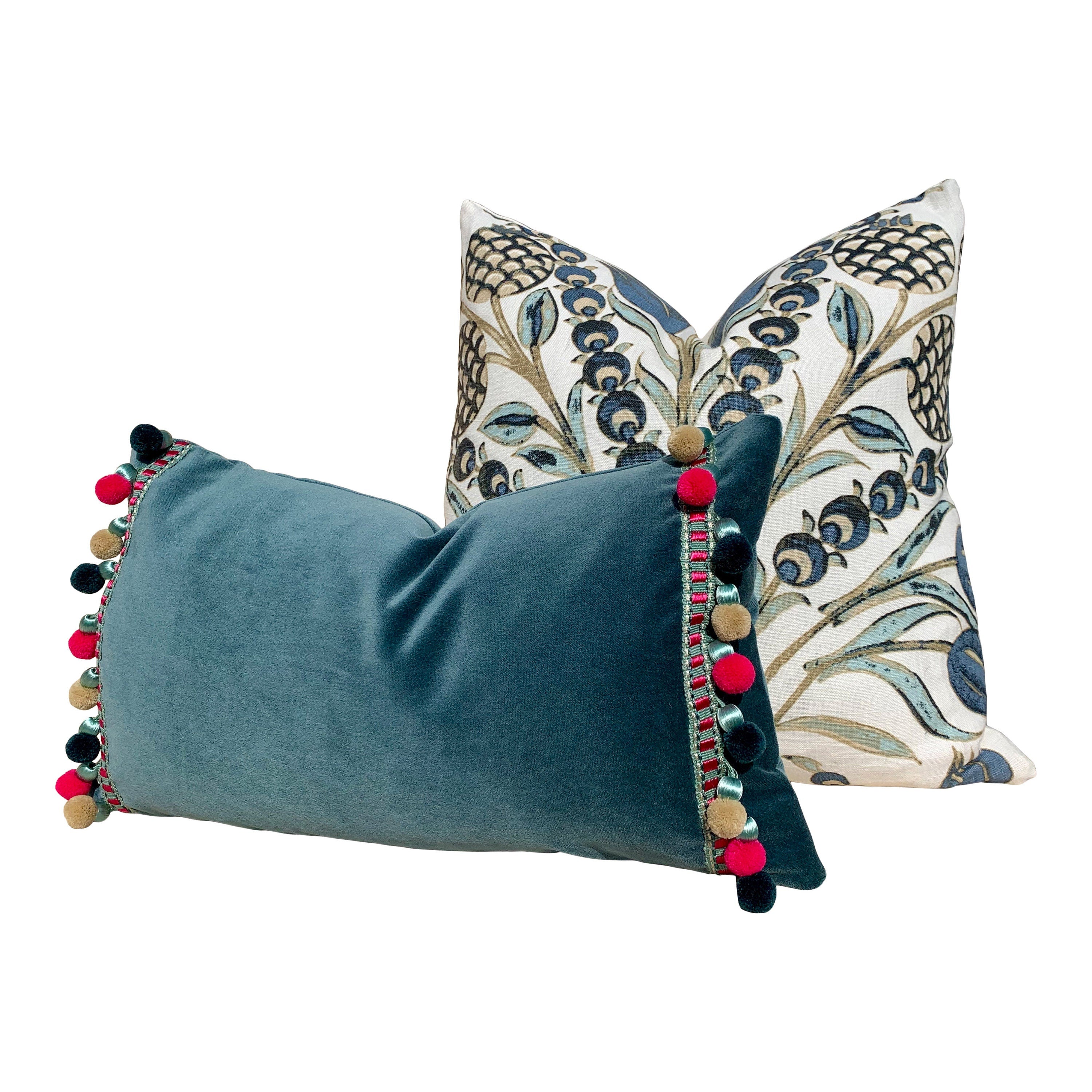 Thibaut Corneila Pillow Aqua. Euro Sham 26x26 //  Aqua Blue Pillow //  Floral Lumbar Pillow