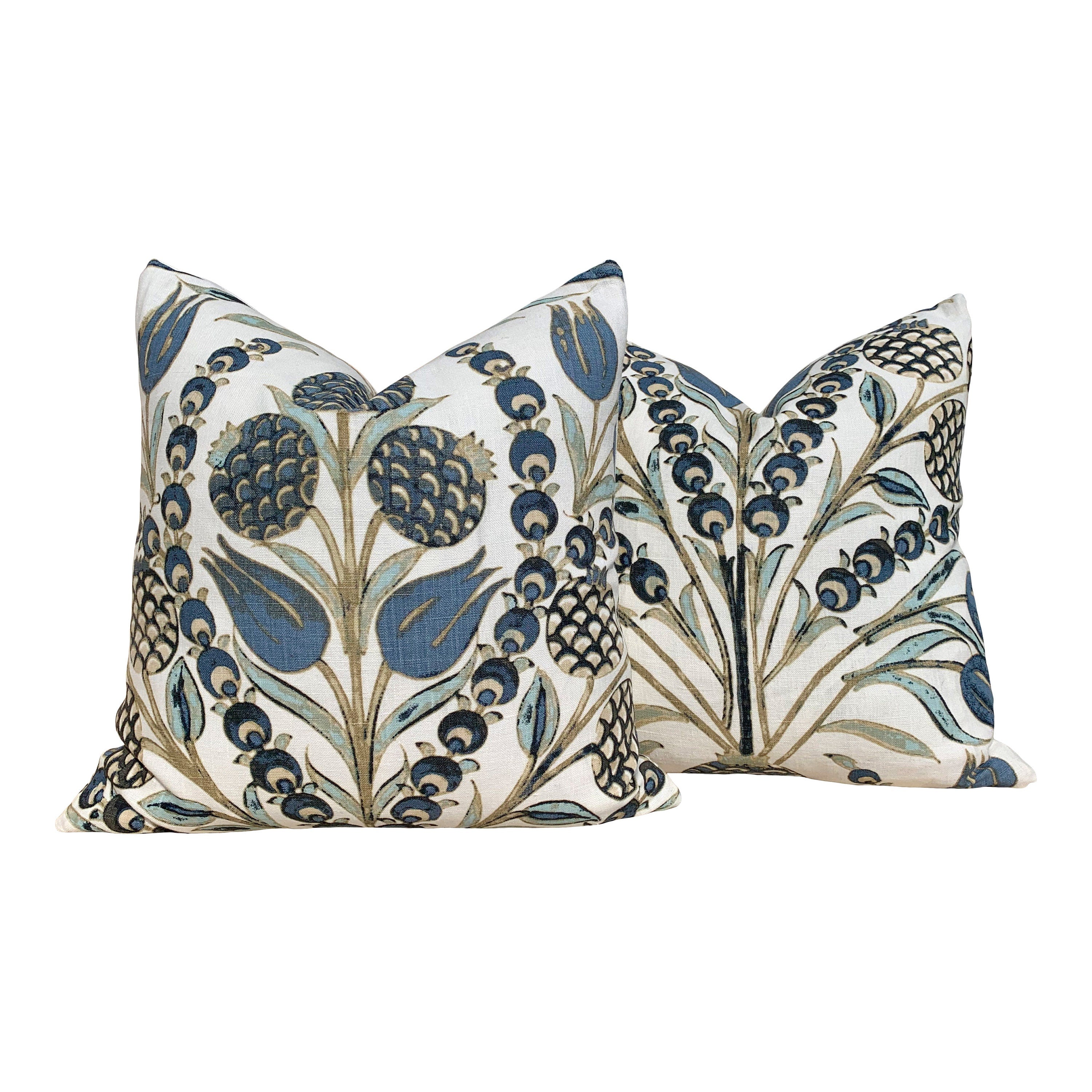 Thibaut Corneila Pillow Aqua. Euro Sham 26x26 //  Aqua Blue Pillow //  Floral Lumbar Pillow