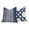 Thibaut Javanese Stripe Pillow in Navy Blue  and White. Lumbar Decorative Pillow. Accent Throw pillow, Designer pillows, high end cushion