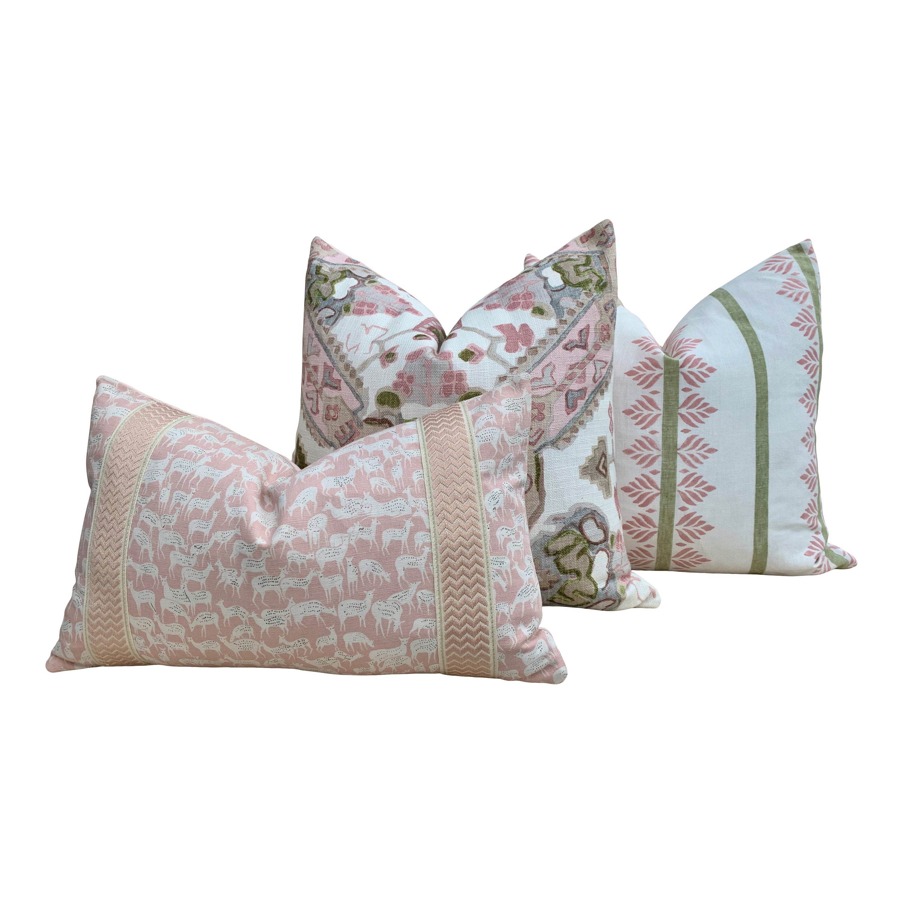 Thibaut Persian Caret Pillow Blush. Lumbar Pink Pillow //  Designer Fabric Pillow // Euro Sham 26x26