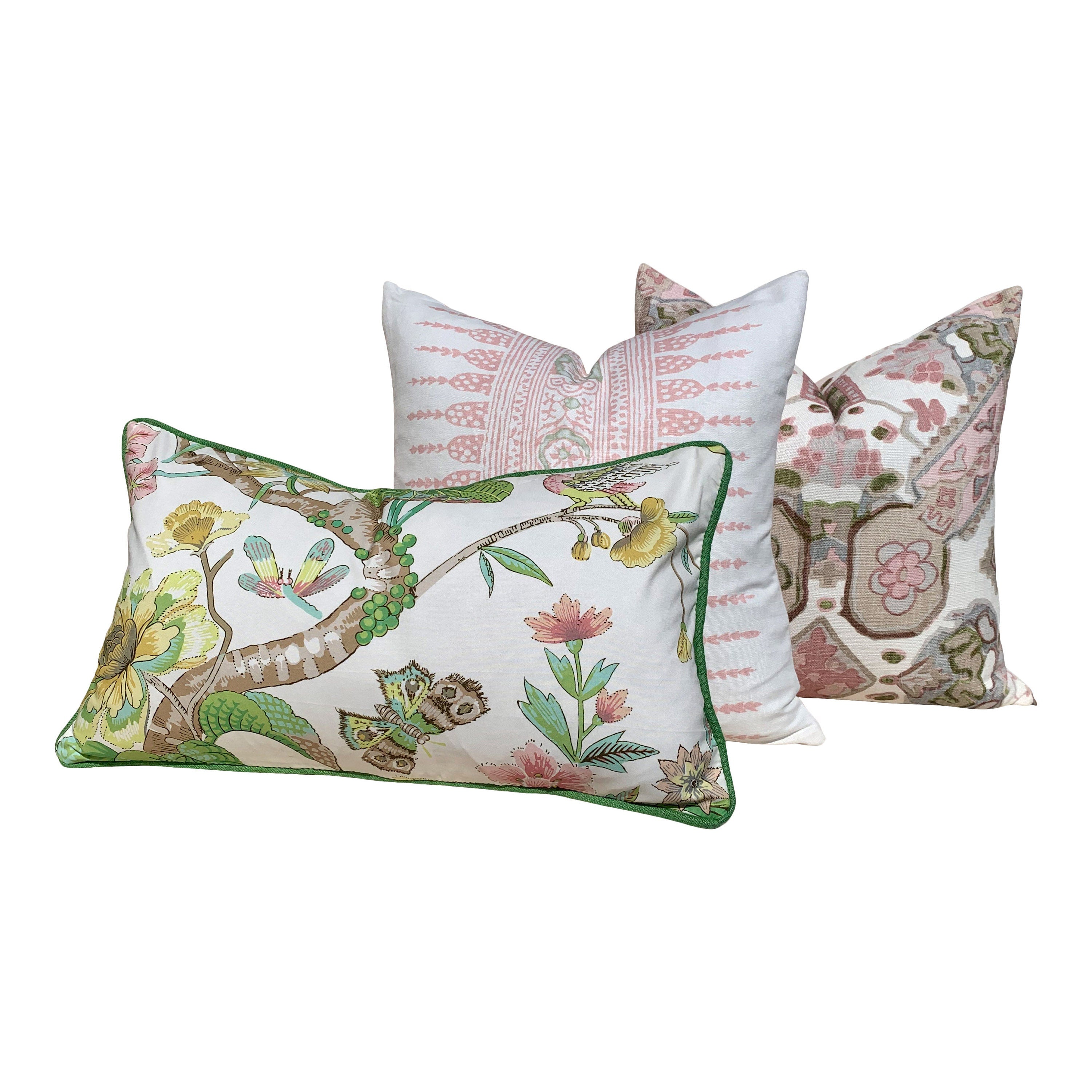 Thibaut Persian Caret Pillow Blush. Lumbar Pink Pillow //  Designer Fabric Pillow // Euro Sham 26x26