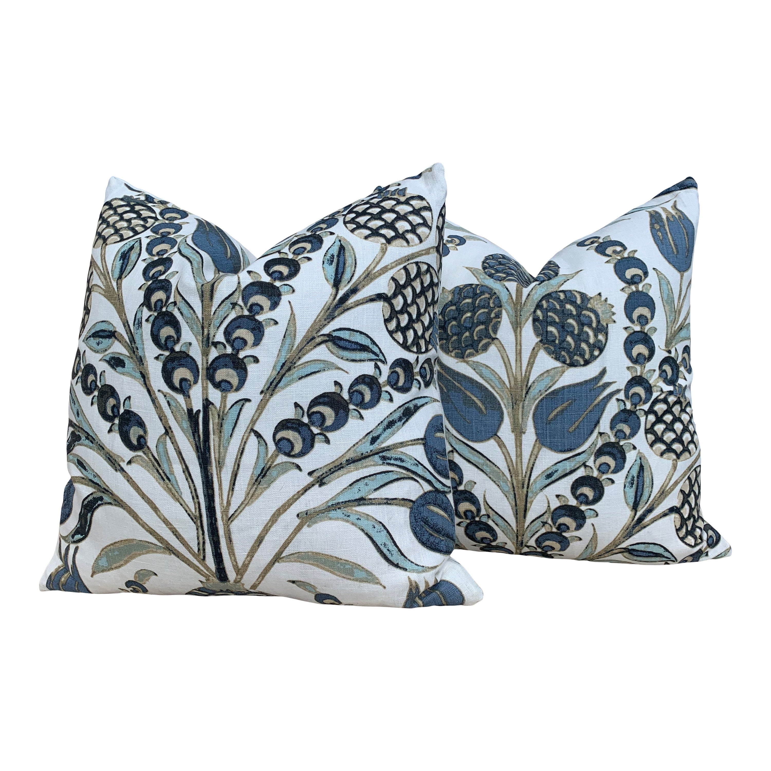 Thibaut Corneila Pillow Aqua. Euro Sham 26x26 //  Aqua Blue Pillow //  Floral Lumbar Pillow