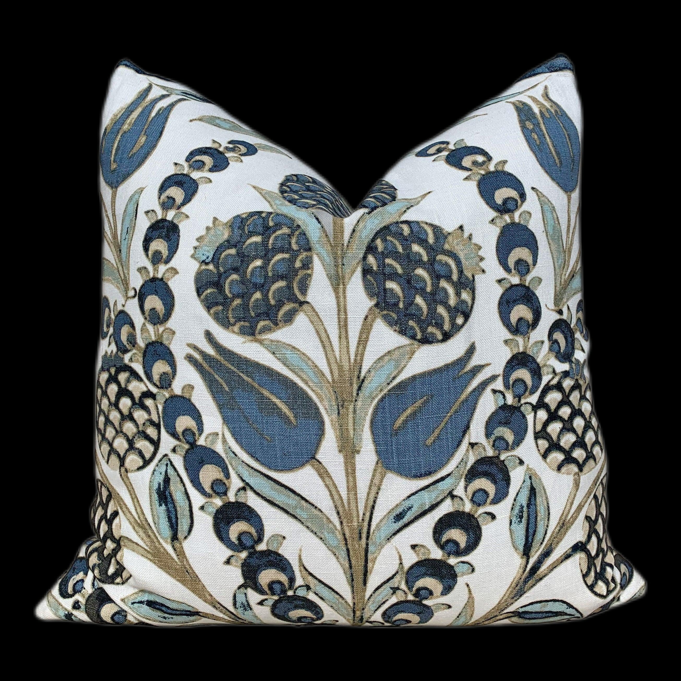 Thibaut Corneila Pillow Aqua. Euro Sham 26x26 //  Aqua Blue Pillow //  Floral Lumbar Pillow
