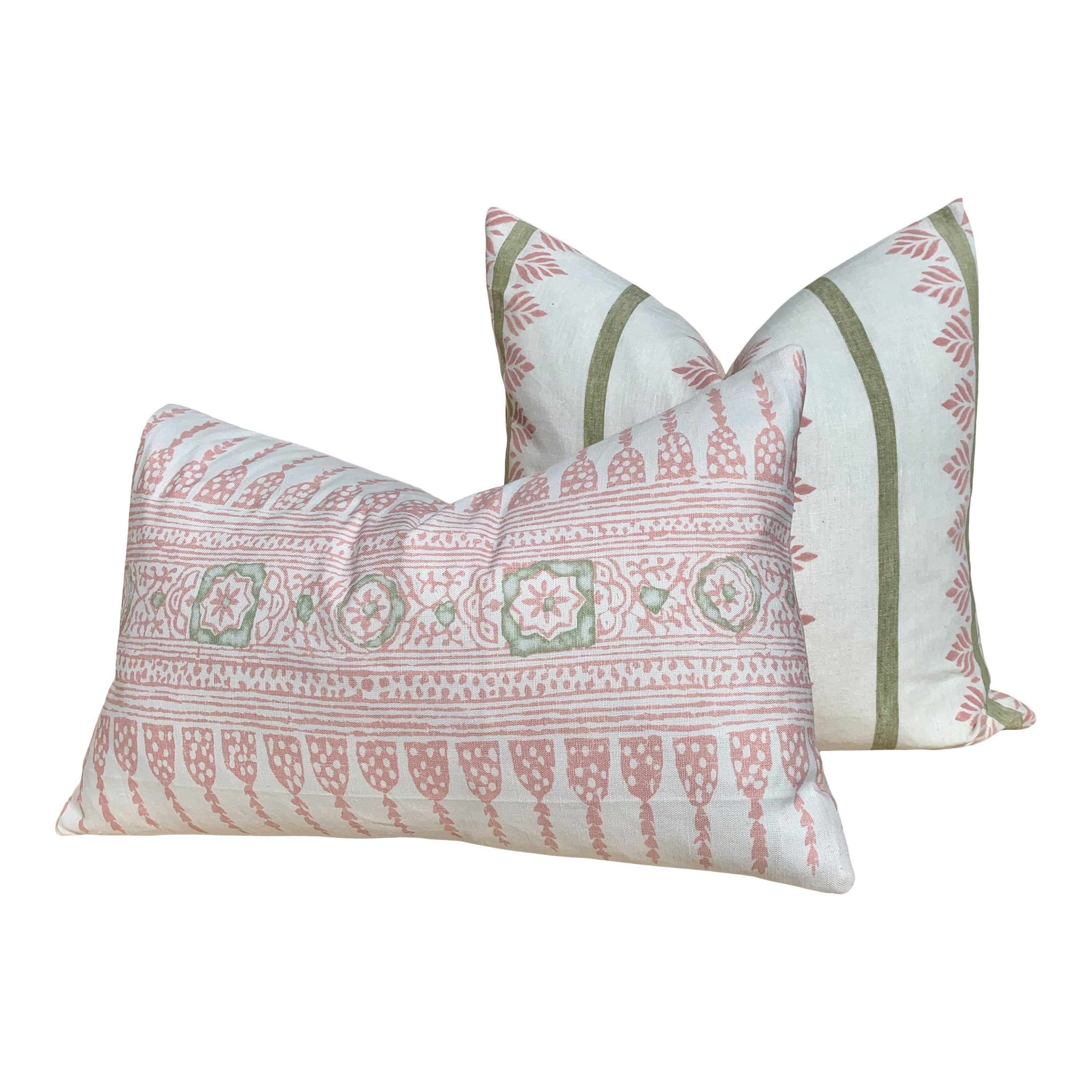 Thibaut Javanese Stripe Pillow Blush Pink. Lumbar Striped Pillow // Long Lumbar Pillow // Euro Sham 26"X26"// Blush Striped Pillow